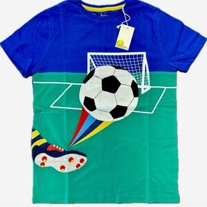 Boden NWT, Original Packaging, Boys 11-12 Y, Appliqué Logo Soccer T-Shirt